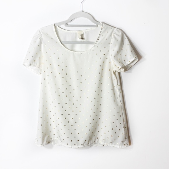 Francesca's Collections Tops - Francescas Gold Polka Dot Top